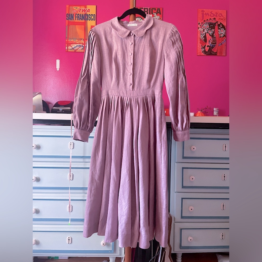 Little Women Atelier Beth Dress in Lilac Linen - Victorian Cottagecore